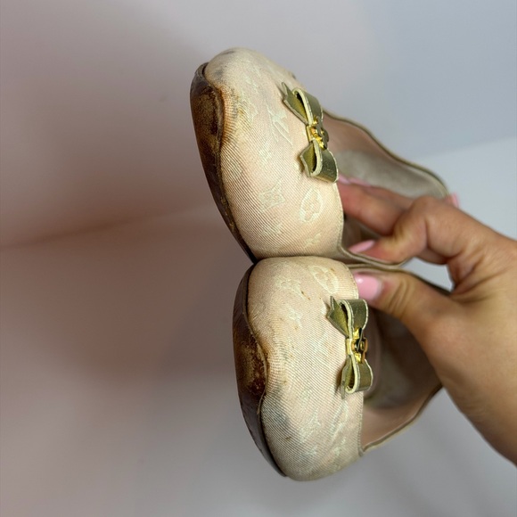 Louis Vuitton Mini Lin Ballet Flats Light Pink Size 36.5 - Picture 6 of 12